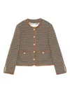 Dunst Beige Jacket With Button Closure And Front Pockets In Tweed Woman In Brown