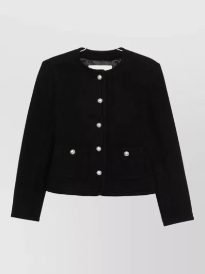Dunst Wool Tweed Single Breasted Coat In Black
