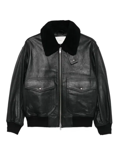 Dunst Zip-up Lambskin Bomber Jacket In Black