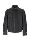 Dunst Black Jacket With Classic Collar In Leather Man In Black