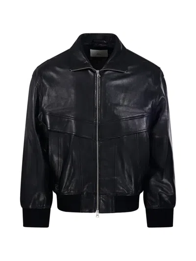 Dunst Zip-up Panelled Leather Jacket In Black