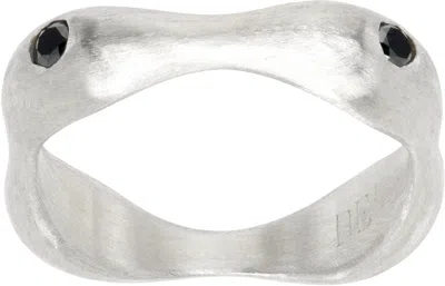 Dunton Ellerkamp Silver Diamond Owen Thin Ring In Sterling Silver, Ova