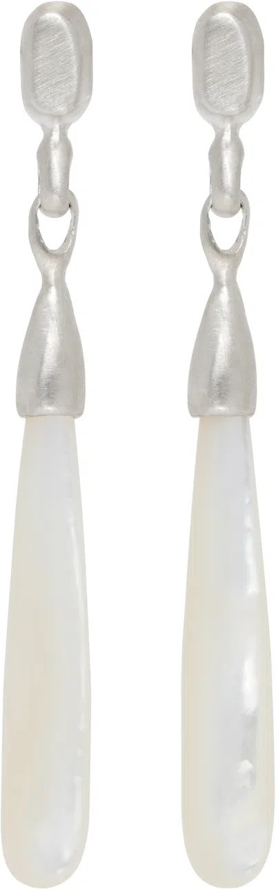 Dunton Ellerkamp Silver Mother Of Pearl Drop Earrings In Metallic