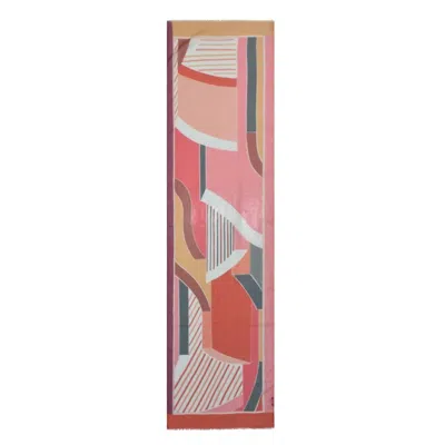 Dupatta Designs Ezra Geo Design Scarf In Peach In Purple