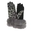 Dupatta Designs Persia Animal Print Gloves With Fur Cuff In Grey In Grey