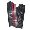 Dupatta Designs Women's Ryhan Cut Out Leather & Plaid Gloves In Black/red In Multi