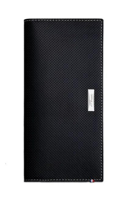 Pre-owned Dupont S.t.  Long 13 Credit Card Wallet, Perforated Leather, 170414, In Box In Black