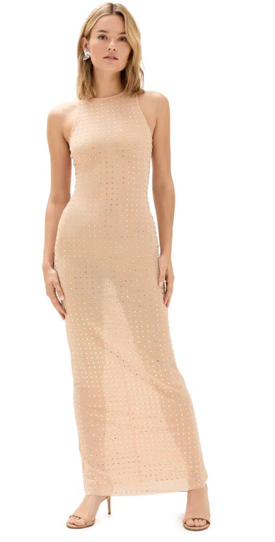 Dur Doux Cristala Knit Tank Dress Peach Stud