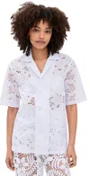 Dur Doux Cruz Boxy Shirt White Floral In White Floral