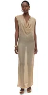 Dur Doux Draped Maxi Dress Gold In Gold