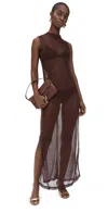 Dur Doux Mesh Sleeveless Dress Metallic Brown In Metallic Brown