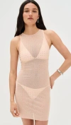Dur Doux Zara Crystal Mini Dress Peach Stud In Nude