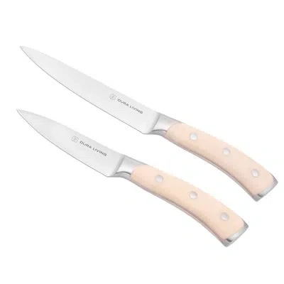Dura Living 2-piece High Carbon German Quality Stainless Steel Professional Kitchen Knife Set In Crème
