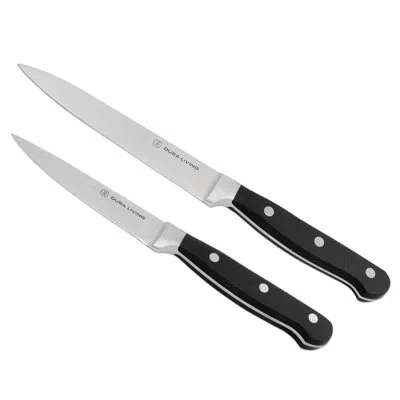 Dura Living 2-piece Knife Set Classic Forged High Carbon Steel Blades In Black