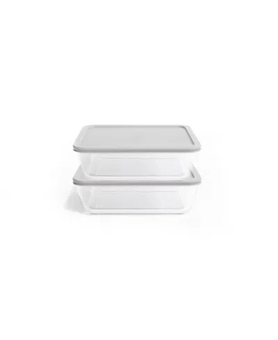 Dura Living 4-piece 11 Cup Rectangular Food Storage And Meal Prep Container Set In Gray