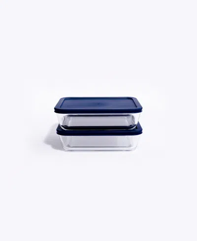 Dura Living 4-piece 6.5 Cup Rectangular Food Storage And Meal Prep Container Set In Blue