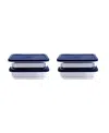 Dura Living 8-piece 6.5 Cup Rectangular Food Storage And Meal Prep Container Set In Blue
