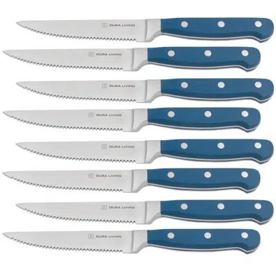Dura Living 8 Piece Forged Stainless Steel Steak Knife Set (set Of 8) In Royal Blue