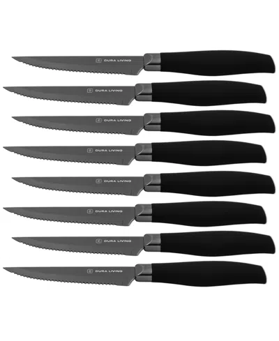 Dura Living 8-piece Titanium Plated Steak Knife Set In Black