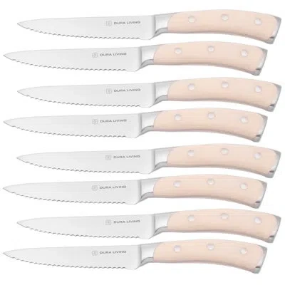 Dura Living Elite 8 Piece Forged Stainless Steel Steak Knife Set (set Of 8) In Cream