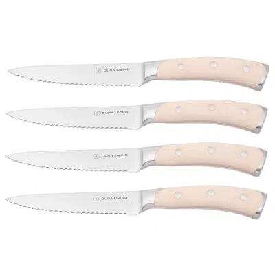 Dura Living Elite Forged Stainless Steel Steak Knife Set (set Of 4) In Crème