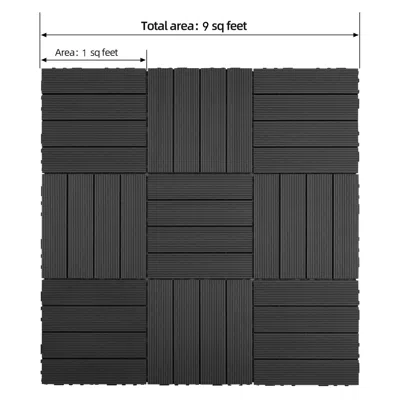 Durabilt 9 Pcs 23.4 Lb Heavy-duty & Recyclable Wood-plastic Diy Interlocking Deck Tiles 12" X 12"- Waterproof In Black