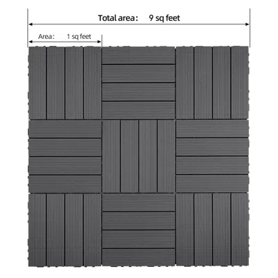 Durabilt 9 Pcs 23.4 Lb Heavy-duty & Recyclable Wood-plastic Diy Interlocking Deck Tiles 12" X 12"- Waterproof In Grey