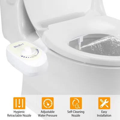Durabilt Bidet Fresh Water Spray No Electric Mechanical Bidet Toilet Seat Attachment Adjustable Water Pressur In White