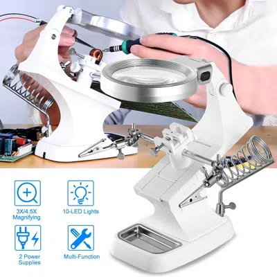 Durabilt Led Light Helping Hands Magnifying Glass 3x/4.5x W/ 360°adjust Third Hand Soldering Vise In White
