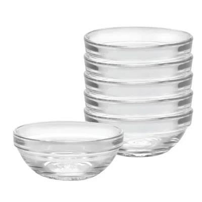 Duralex Made In France Lys Stackable Glass Bowl, Set Of 6 In White