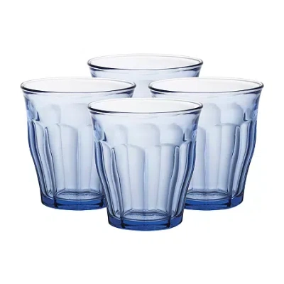 Duralex Picardie Clear Tumbler 4-pc. 10oz. Drinkware Set In Blue