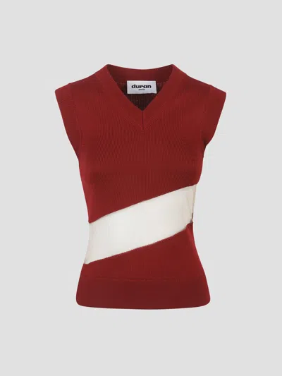 Duran Diagonal Floating Knit Vest In Red