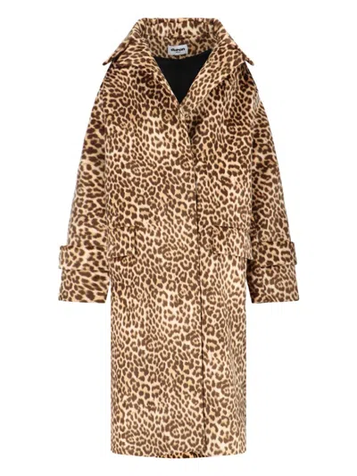 DURAN LANTIK LEOPARD PRINT LONG COAT WITH ADJUSTABLE CUFFS