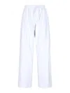 Duran Lantik High-waisted White Cotton Trousers With Draped Details In White