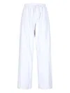 Duran Lantik High-waisted White Cotton Trousers With Draped Details In White