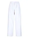 Duran Lantik High-waisted White Cotton Trousers With Draped Details In White