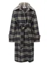 Duran Lantink Belted Plaid Coat In Black