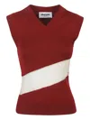Duran Lantink Diagonal-stripe Ribbed-knit Vest In Red