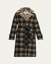 Duran Lantink Snake-print Lapel Oversized Tartan Wool Coat In Black