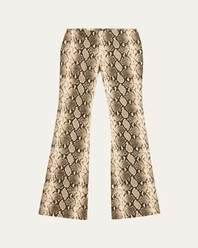 Duran Lantink Snakeskin-print Flare Pants In Brown