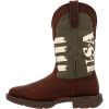 Durango Army Green Usa Print Western Boot In Brown