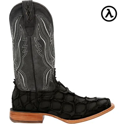 Pre-owned Durango Boots Durango® Premium Exotics™ Matte Black Pirarucu Western Boots Ddb0381 - All Sizes