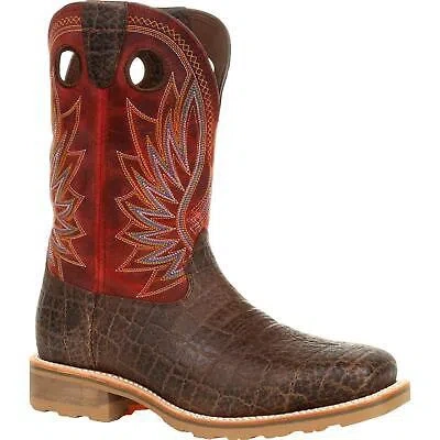 Pre-owned Durango ® Maverick Pro™ Steel Toe Waterproof Western Work Boot In Safari Elephant And Crimson