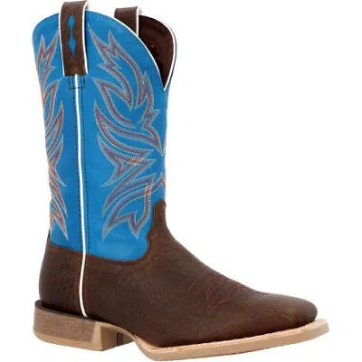 Pre-owned Durango Men's 12" Rebel Pro™ Pull On Western Boot Bay Brown/brilliant Blue - Dd