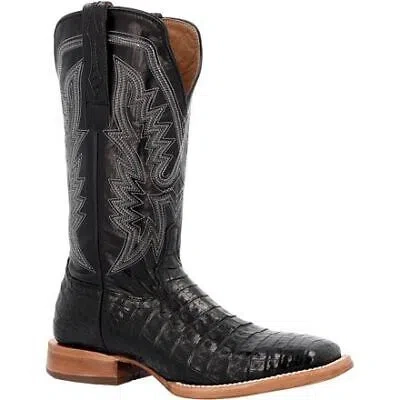 Pre-owned Durango Men's 13" Prca Collection Caiman Belly Western Boot Black Stallion - Ddb