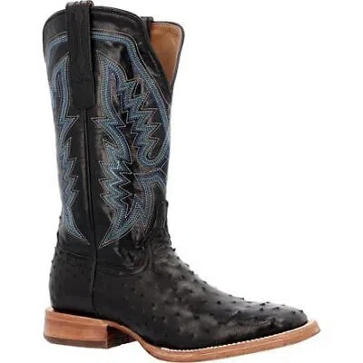 Pre-owned Durango Men's 13" Prca Collection Full-quill Ostrich Western Boot Midnight - Ddb