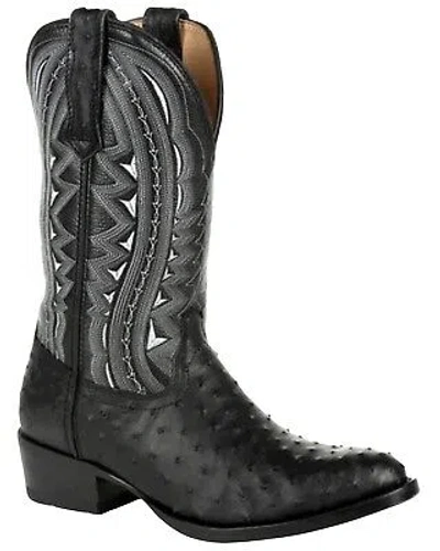 Pre-owned Durango Men's Full-quill Ostrich Western Boot - Round Toe Black 8 D