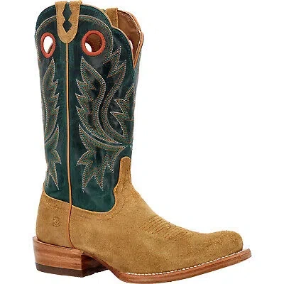 Pre-owned Durango ® Men's Prca Collection Roughout Western Boot In Goldenrod And Deep Teal