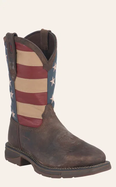 Durango Men's Rebel Distressed Brown And American Flag Square Steel Toe Work Boot