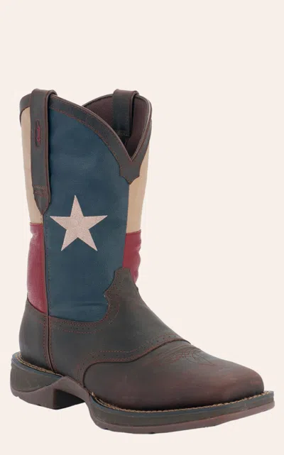 Durango Men's Rebel Saddle Brown & Texas Flag Square Toe Cowboy Boots